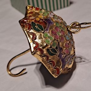 Cloisonné Enameled Umbrella  Tree Ornament,